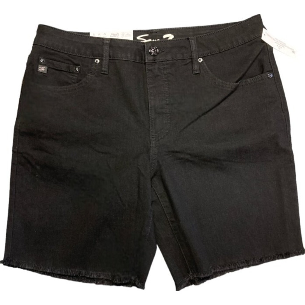Seven Women's Mid Rise Relaxed Fit Fray Hem Bermuda‎ Short Size 14 NWT